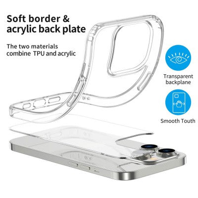 High Quality Acrylic + TPU Hybrid Transparent Case for iPhone 15 Pro