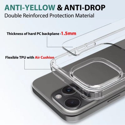 High Quality Acrylic + TPU Hybrid Transparent Magsafe Case for iPhone 16 Pro Max