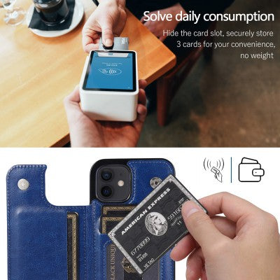 Back Flip Leather Wallet Cover Case for iPhone 12 Pro (6.1'')