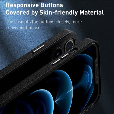Baseus Fauxther Series Magnetic Phone Case for iPhone 15 Pro Max-Cluster Black