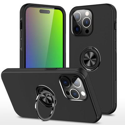 Magnetic Ring Holder Shockproof Black Cover Case for iPhone 15 Pro