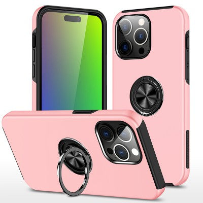 Magnetic Ring Holder Shockproof Pink Cover Case for iPhone 15 Pro