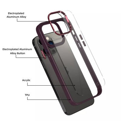 Metal Camera Lens Transparent Protection Shockproof Case for iPhone 15 Plus