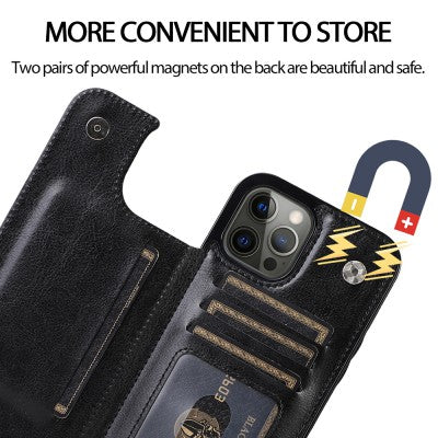 Back Flip Leather Wallet Cover Case for iPhone 15 Pro
