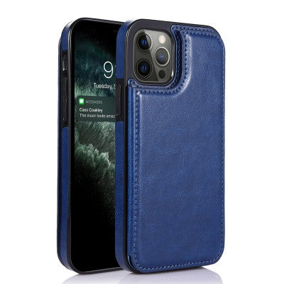Back Flip Leather Wallet Navy  Cover Case for iPhone 15 Pro