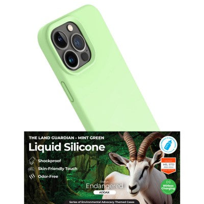 Liquid Silicone Green Case Cover for iPhone 15 Pro