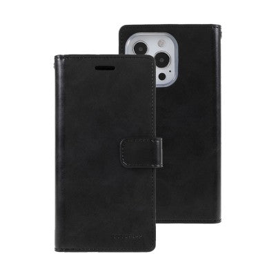 Mercury Mansoor  Black Diary Cover Case for iPhone 15 Pro