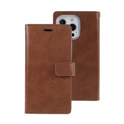 Mercury Mansoor Brown  Diary Cover Case for iPhone 15 Pro