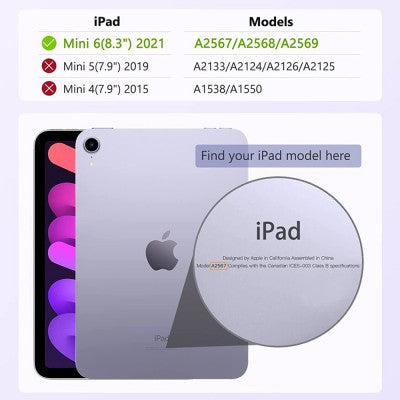Soft TPU Back Shell Slim Cover Case with Auto Sleep / Wake for iPad Mini 6