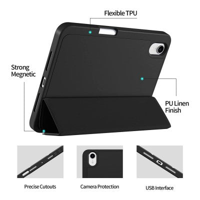 Soft TPU Back Shell Slim Cover Case with Auto Sleep / Wake for iPad Mini 6