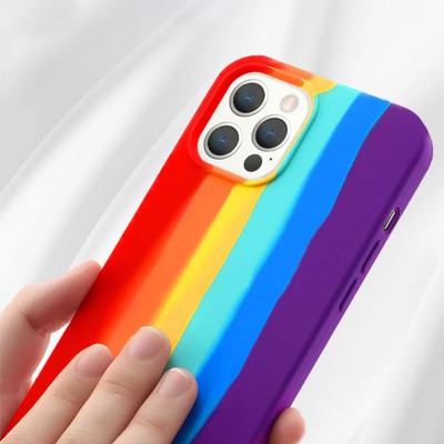 Rainbow Liquid Silicone Case Cover for iPhone 14 Plus