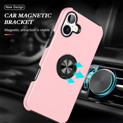 Magnetic Ring Holder Shockproof Pink Cover Case for iPhone 16