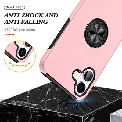 Magnetic Ring Holder Shockproof Pink Cover Case for iPhone 16