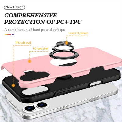 Magnetic Ring Holder Shockproof Pink Cover Case for iPhone 16