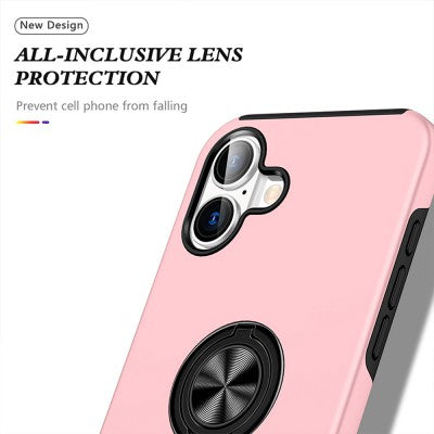 Magnetic Ring Holder Shockproof Pink Cover Case for iPhone 16