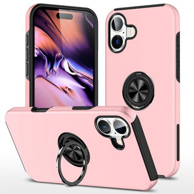 Magnetic Ring Holder Shockproof Pink Cover Case for iPhone 16