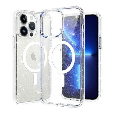 UTIA Ultimake Glitter Shockproof Transparent Magsafe Cover Case for iPhone 15 Pro-Shiny Clear