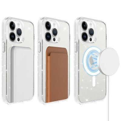 UTIA Ultimake Glitter Shockproof Transparent Magsafe Cover Case for iPhone 15 Pro-Shiny Clear