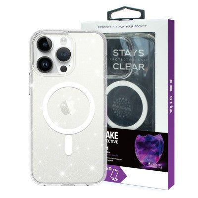 UTIA Ultimake Glitter Shockproof Transparent Magsafe Cover Case for iPhone 15 Pro-Shiny Clear